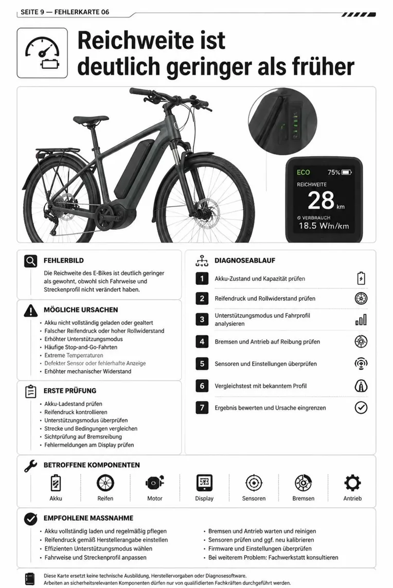 Gedruckte E-Bike-Fehlerkarten im Werkstatteinsatz